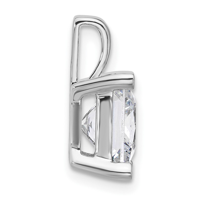 14k White Gold 5 carat Lab Grown Diamond VS/SI+ G+ Princess Complete Four Prong Pendant
