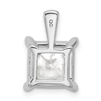 14K White Gold 5 Carat Certified Lab Grown Diamond VS SI+ G+ Princess Complete Four Prong Pendant view 4