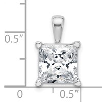 14K White Gold 5 Carat Certified Lab Grown Diamond VS SI+ G+ Princess Complete Four Prong Pendant view 3