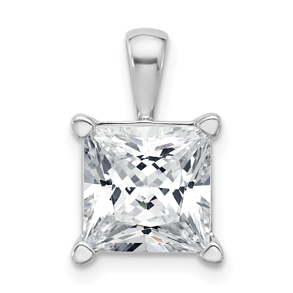 14K White Gold 5 Carat Certified Lab Grown Diamond VS SI+ G+ Princess Complete Four Prong Pendant