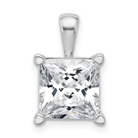 14K White Gold 5 Carat Certified Lab Grown Diamond VS SI+ G+ Princess Complete Four Prong Pendant view 1