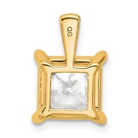 14K Yellow Gold 5 Carat Certified Lab Grown Diamond VS SI+ G+ Princess Complete Four Prong Pendant view 3