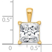 14K Yellow Gold 5 Carat Certified Lab Grown Diamond VS SI+ G+ Princess Complete Four Prong Pendant view 5