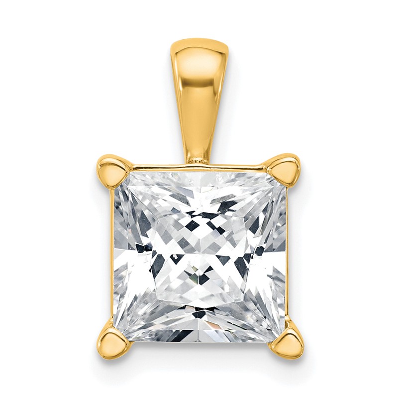 14k 5 carat Certified Lab Grown Diamond VS/SI+ G+ Princess Complete Four Prong Pendant