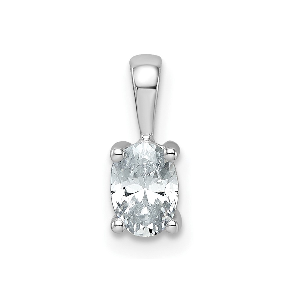 14K White Gold 0.50 Carat Certified Lab Grown Diamond VS+ F+ Oval Complete Four Prong Pendant
