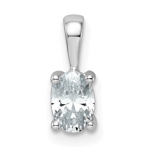 14K White Gold 0.50 Carat Lab Grown Diamond VS+ F+ Oval Complete Four Prong Pendant