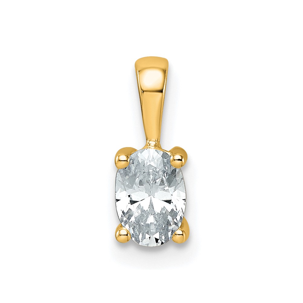 14K Yellow Gold 0.50 Carat Certified Lab Grown Diamond VS+ F+ Oval Complete Four Prong Pendant