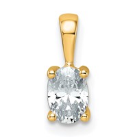 14K Yellow Gold 0.50 Carat Certified Lab Grown Diamond VS+ F+ Oval Complete Four Prong Pendant view 1