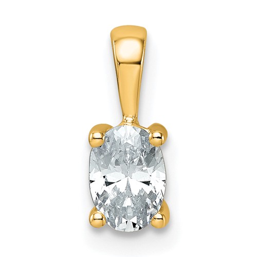 14K Yellow Gold 0.50 Carat Certified Lab Grown Diamond VS+ F+ Oval Complete Four Prong Pendant