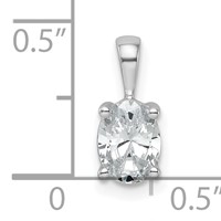 14K White Gold 0.75 Carat Lab Grown Diamond VS+ F+ Oval Complete Four Prong Pendant view 4