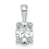 14K White Gold 0.75 Carat Lab Grown Diamond VS+ F+ Oval Complete Four Prong Pendant view 1