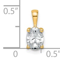 14K Yellow Gold 0.75 Carat Certified Lab Grown Diamond VS+ F+ Oval Complete Four Prong Pendant view 4
