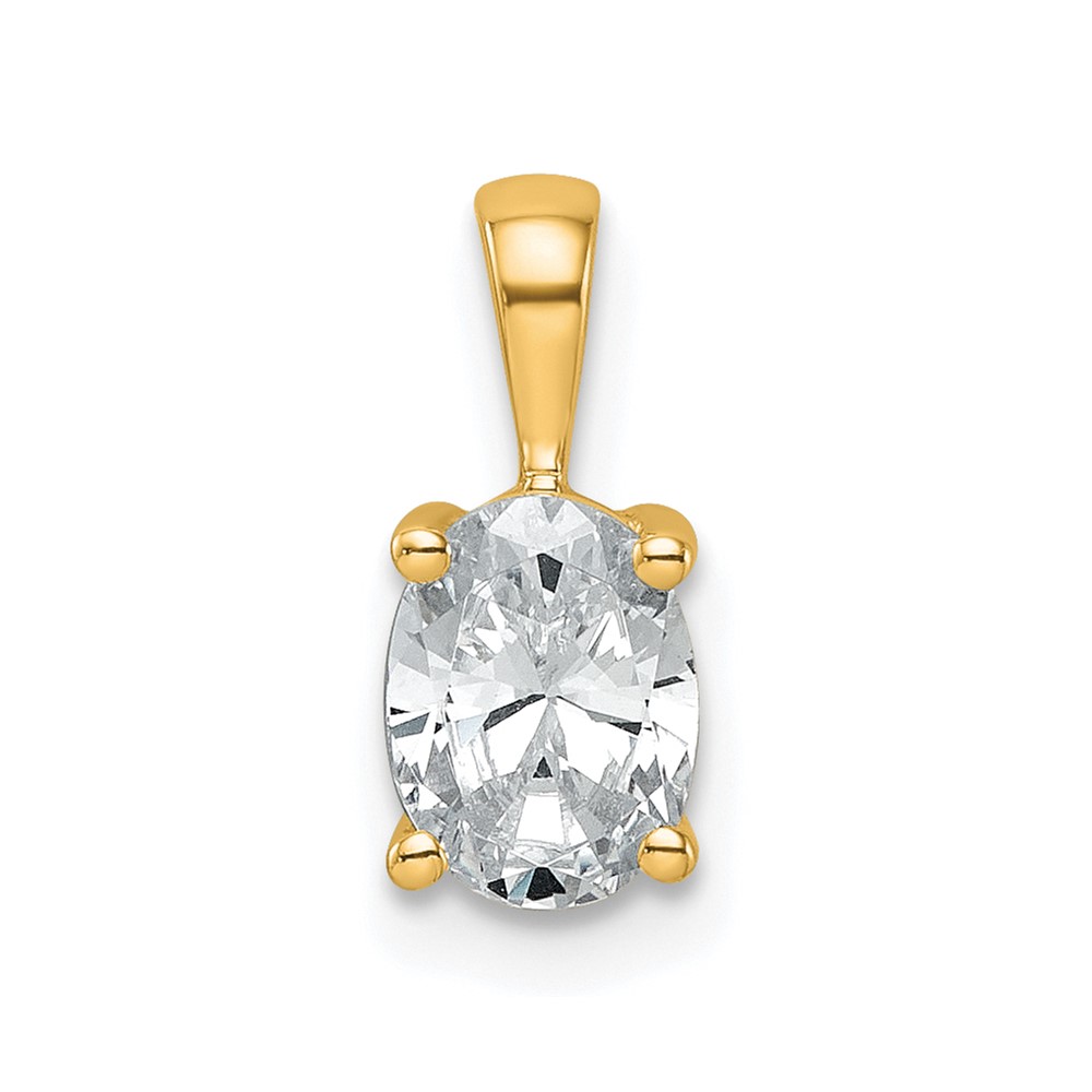 14K Yellow Gold 0.75 Carat Certified Lab Grown Diamond VS+ F+ Oval Complete Four Prong Pendant