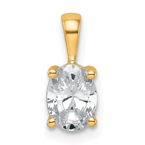 14K Yellow Gold 0.75 Carat Lab Grown Diamond VS SI+ G+ Oval Complete Four Prong Pendant