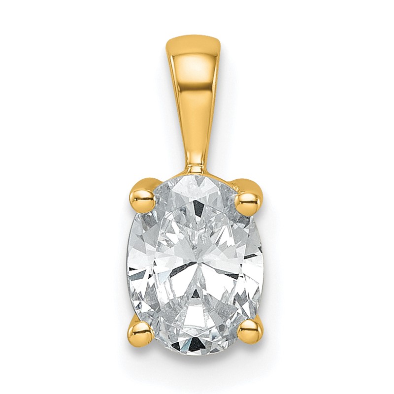 14k 3/4 carat Certified Lab Grown Diamond VS/SI+ G+ Oval Complete Four Prong Pendant