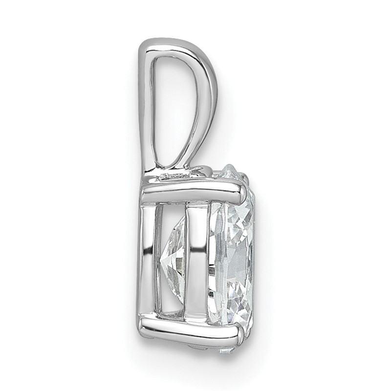 14k White Gold 1 carat Certified Lab Grown Diamond VS+ F+ Oval Complete Four Prong Pendant