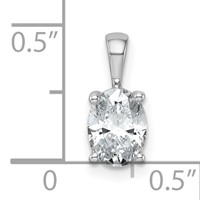 14K White Gold 1 Carat Lab Grown Diamond VS SI+ G+ Oval Complete Four Prong Pendant view 4