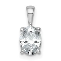 14K White Gold 1 Carat Lab Grown Diamond VS SI+ G+ Oval Complete Four Prong Pendant view 1