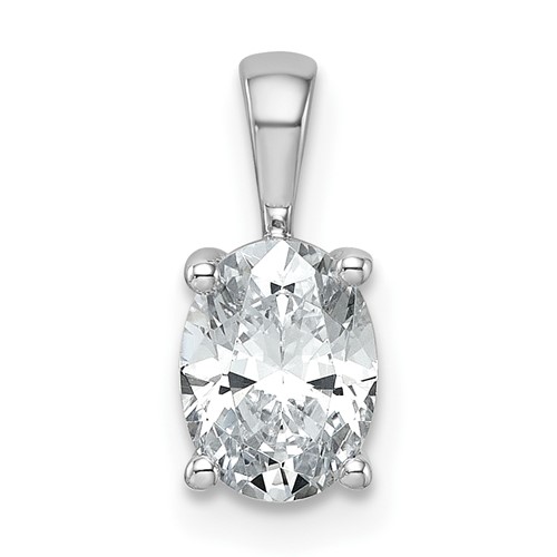 14K White Gold 1 Carat Certified Lab Grown Diamond VS+ F+ Oval Complete Four Prong Pendant