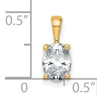 14K Yellow Gold 1 Carat Certified Lab Grown Diamond VS SI+ G+ Oval Complete Four Prong Pendant view 4