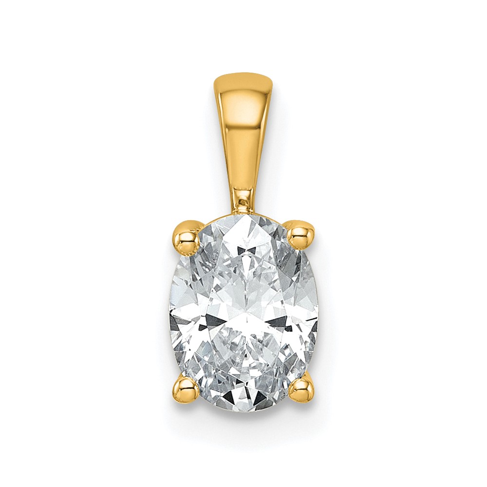 14K Yellow Gold 1 Carat Certified Lab Grown Diamond VS SI+ G+ Oval Complete Four Prong Pendant