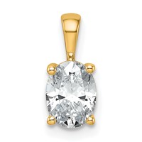 14K Yellow Gold 1 Carat Certified Lab Grown Diamond VS SI+ G+ Oval Complete Four Prong Pendant view 1