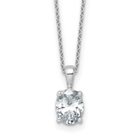 14K White Gold 1.50 Carat Lab Grown Diamond VS SI+ G+ Oval Complete Four Prong Pendant Necklace, 18" view 1