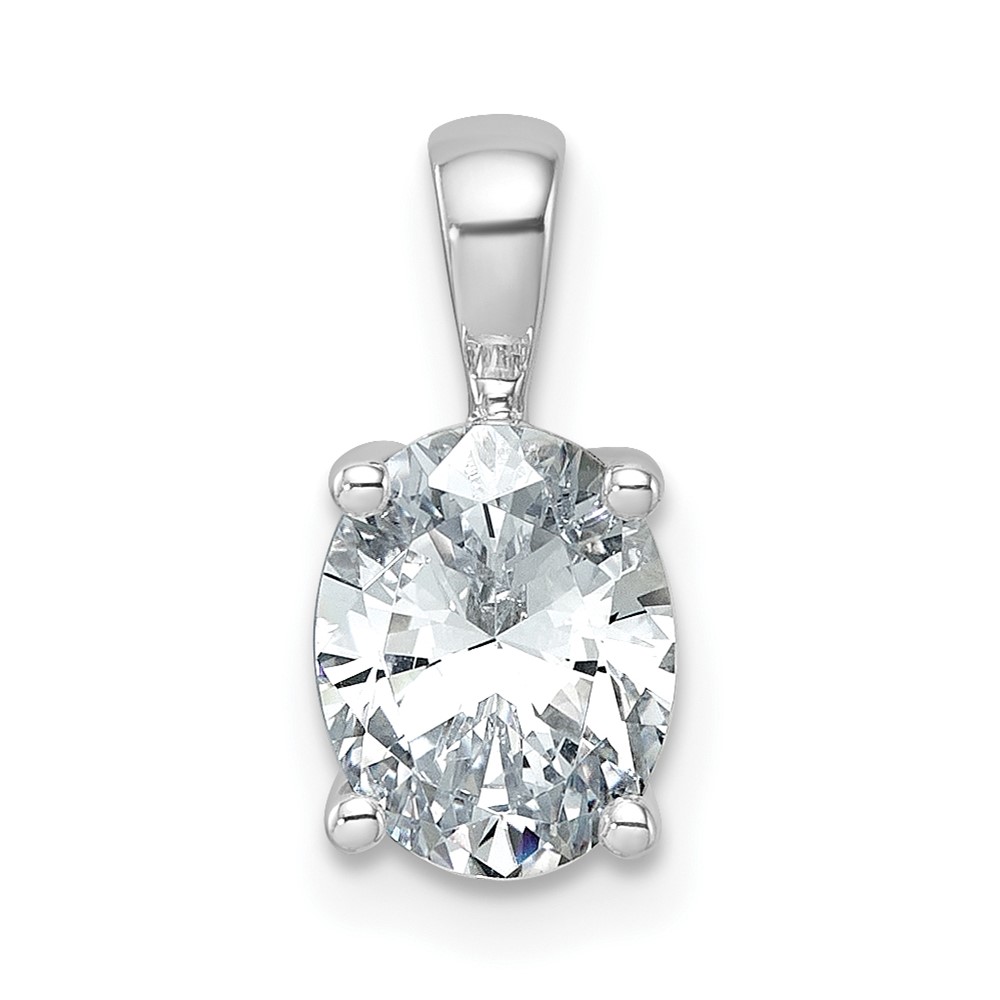 14K White Gold 1.50 Carat Lab Grown Diamond VS SI+ G+ Oval Complete Four Prong Pendant