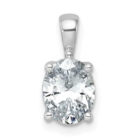 14K White Gold 1.50 Carat Lab Grown Diamond VS SI+ G+ Oval Complete Four Prong Pendant view 1