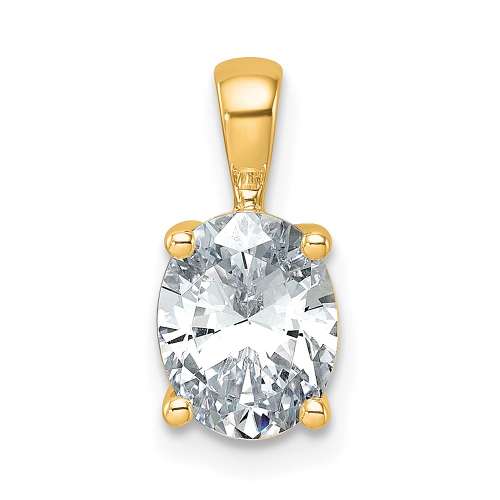 14K Yellow Gold 1.50 Carat Certified Lab Grown Diamond VS SI+ G+ Oval Complete Four Prong Pendant