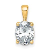 14K Yellow Gold 1.50 Carat Certified Lab Grown Diamond VS SI+ G+ Oval Complete Four Prong Pendant view 1