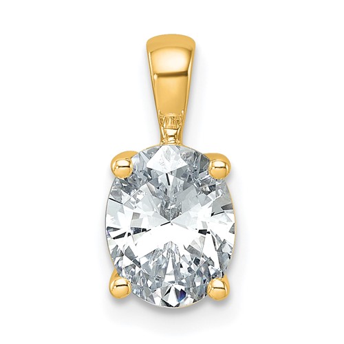 14K Yellow Gold 1.50 Carat Certified Lab Grown Diamond VS+ F+ Oval Complete Four Prong Pendant