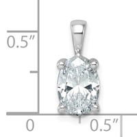 14K White Gold 2 Carat Certified Lab Grown Diamond VS+ F+ Oval Complete Four Prong Pendant view 4