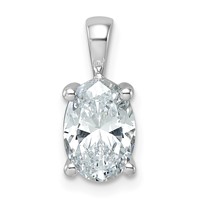 14K White Gold 2 Carat Certified Lab Grown Diamond VS+ F+ Oval Complete Four Prong Pendant view 1