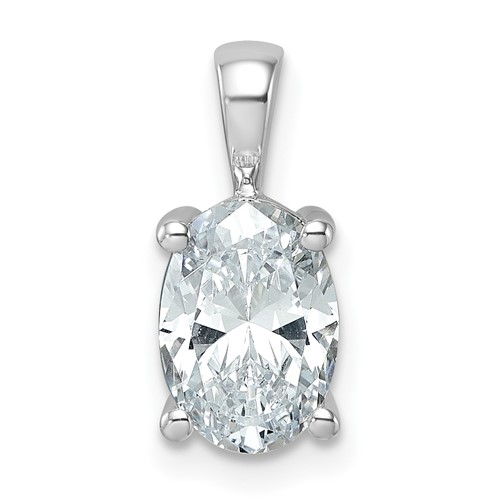 14K White Gold 2 Carat Certified Lab Grown Diamond VS+ F+ Oval Complete Four Prong Pendant