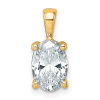 14K Yellow Gold 2 Carat Lab Grown Diamond VS SI+ G+ Oval Complete Four Prong Pendant view 1