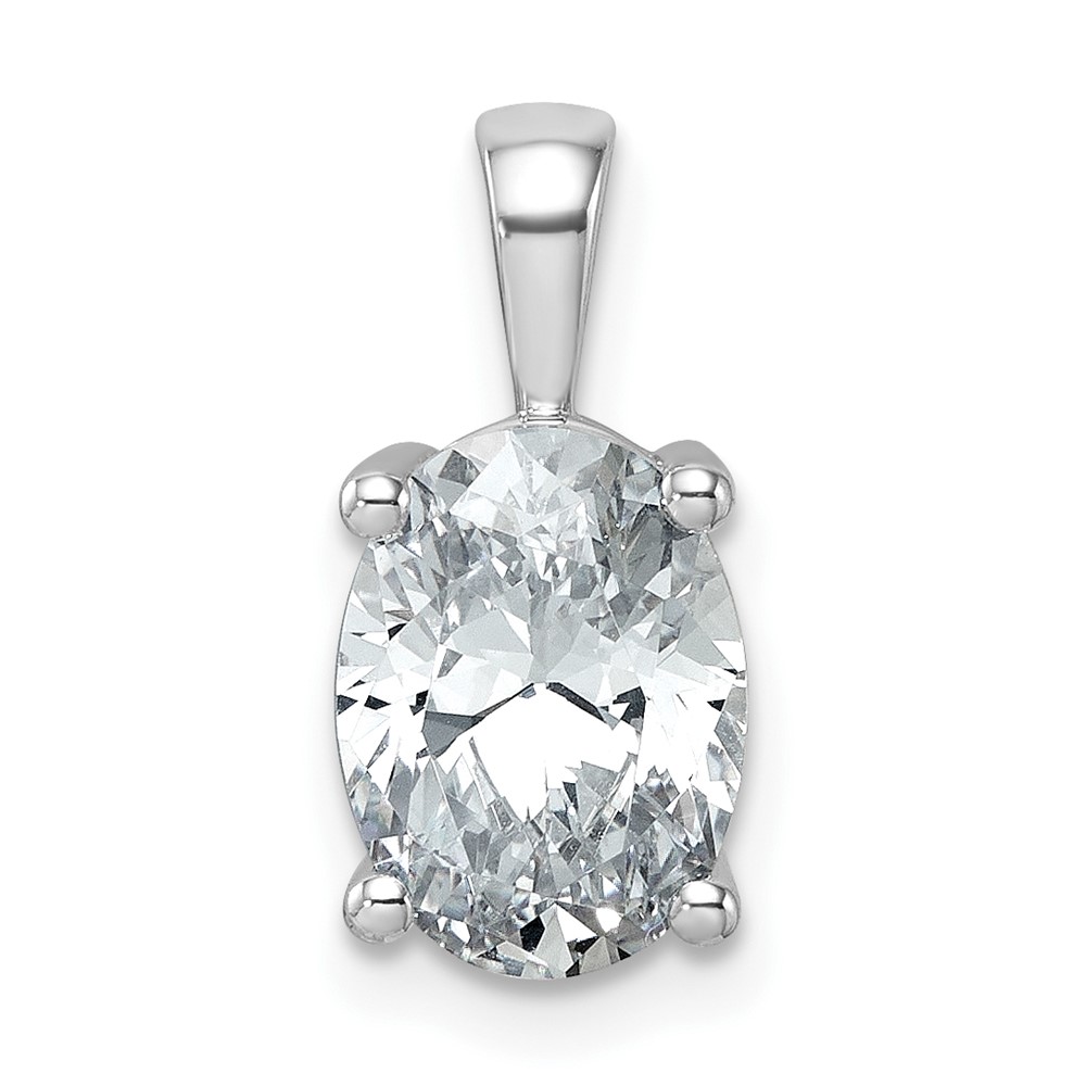 14K White Gold 2.50 Carat Lab Grown Diamond VS+ F+ Oval Complete Four Prong Pendant