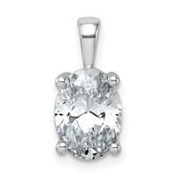 14K White Gold 2.50 Carat Lab Grown Diamond VS+ F+ Oval Complete Four Prong Pendant view 1