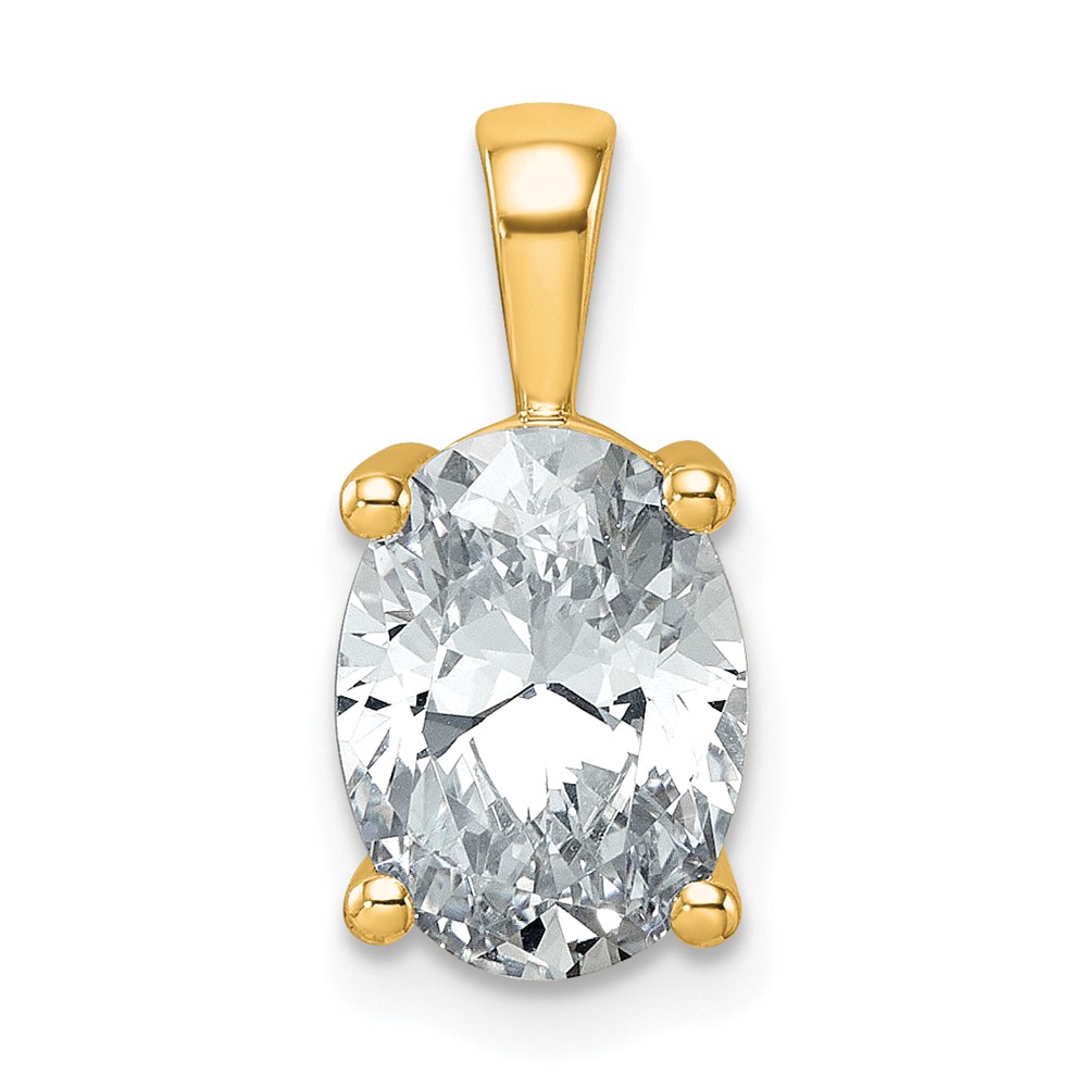 14K Yellow Gold 2.50 Carat Certified Lab Grown Diamond VS SI+ G+ Oval Complete Four Prong Pendant