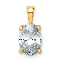 14K Yellow Gold 2.50 Carat Certified Lab Grown Diamond VS SI+ G+ Oval Complete Four Prong Pendant view 1