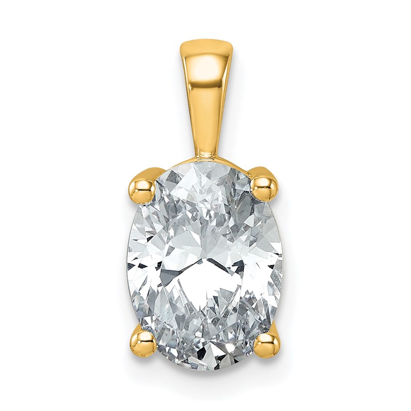 14k 2 1/2 carat Lab Grown Diamond VS+ F+ Oval Complete Four Prong Pendant