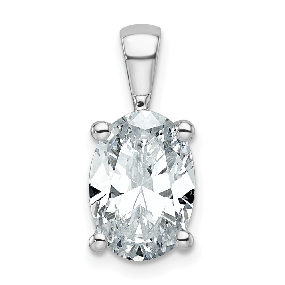 14K White Gold 3 Carat Certified Lab Grown Diamond VS SI+ G+ Oval Complete Four Prong Pendant