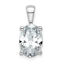 14K White Gold 3 Carat Certified Lab Grown Diamond VS SI+ G+ Oval Complete Four Prong Pendant view 1
