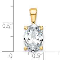 14K Yellow Gold 3 Carat Certified Lab Grown Diamond VS SI+ G+ Oval Complete Four Prong Pendant view 4