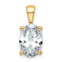 14K Yellow Gold 3 Carat Certified Lab Grown Diamond VS SI+ G+ Oval Complete Four Prong Pendant view 1
