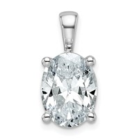 14K White Gold 4 Carat Certified Lab Grown Diamond VS SI+ G+ Oval Complete Four Prong Pendant view 1
