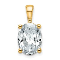 14K Yellow Gold 4 Carat Certified Lab Grown Diamond VS+ F+ Oval Complete Four Prong Pendant view 1
