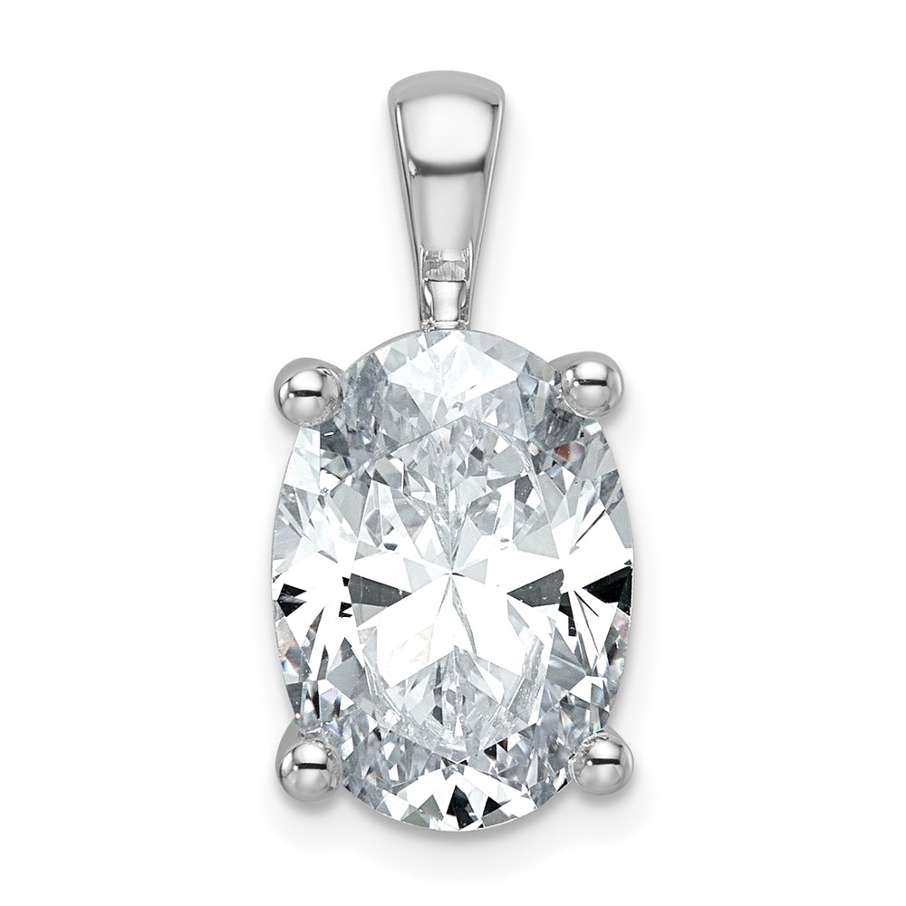 14K White Gold 5 Carat Certified Lab Grown Diamond VS SI+ G+ Oval Complete Four Prong Pendant