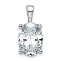 14K White Gold 5 Carat Certified Lab Grown Diamond VS SI+ G+ Oval Complete Four Prong Pendant view 1