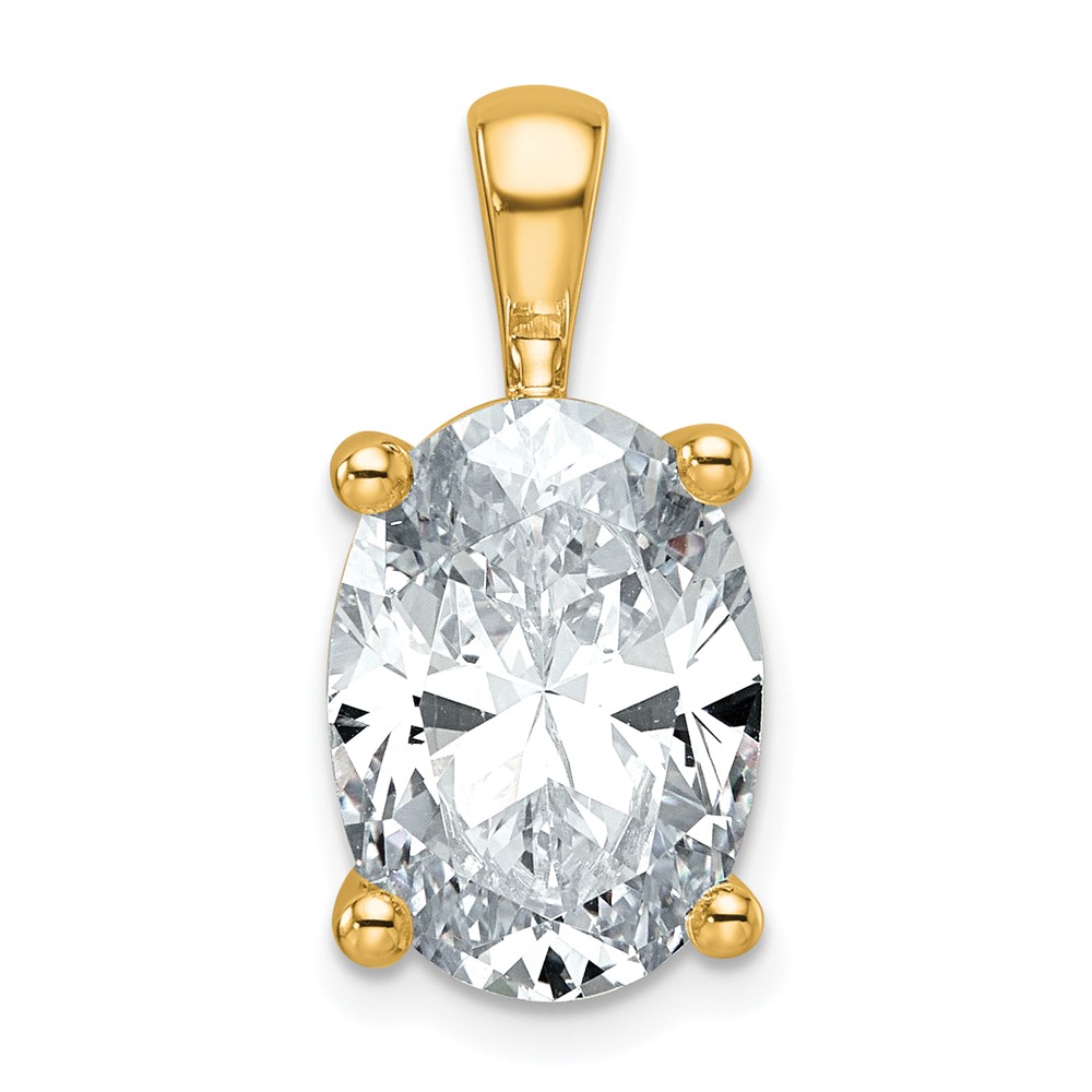 14K Yellow Gold 5 Carat Lab Grown Diamond VS SI+ G+ Oval Complete Four Prong Pendant